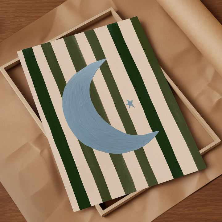 Crescent Moon on Stripes