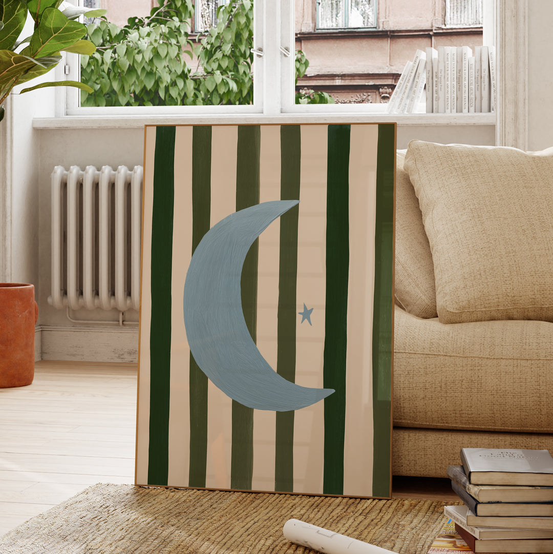 Crescent Moon on Stripes