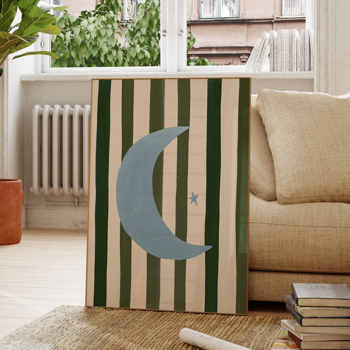 Crescent Moon on Stripes