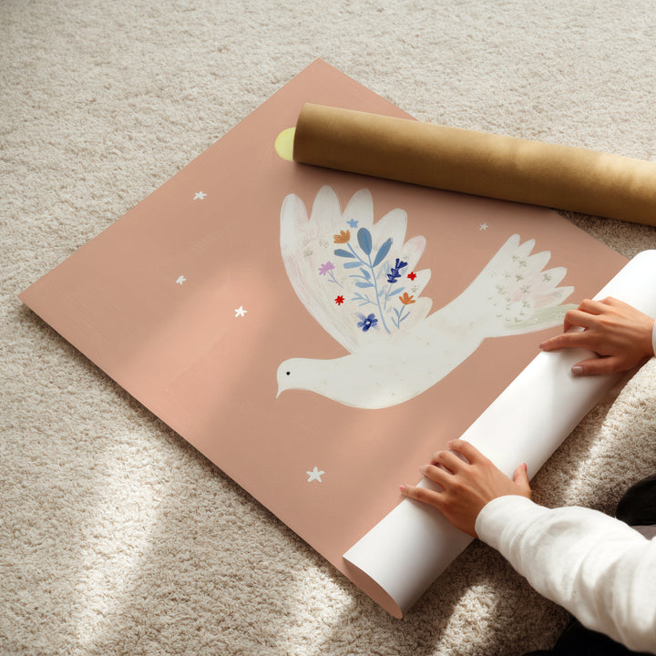 Peaceful Dove with Flowers