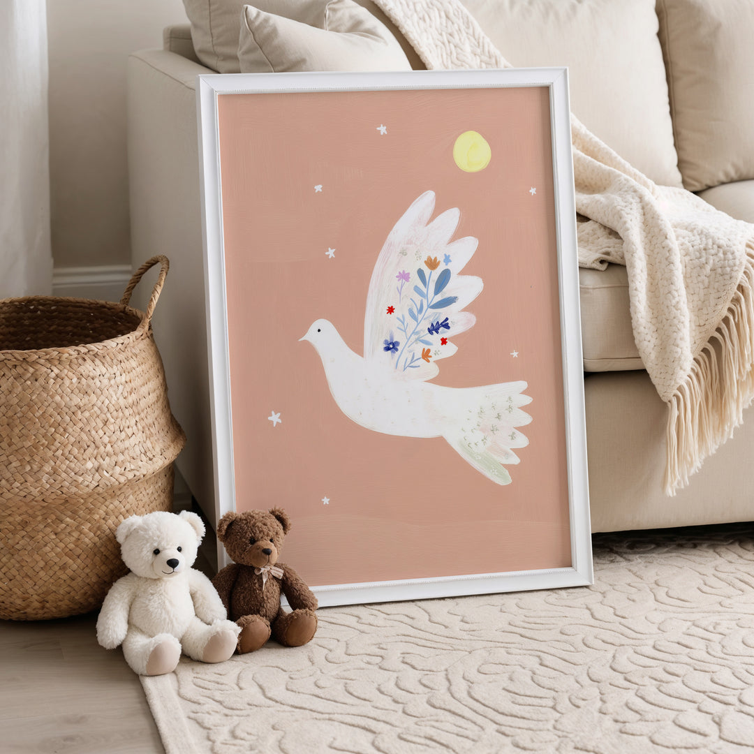 Peaceful Dove with Flowers