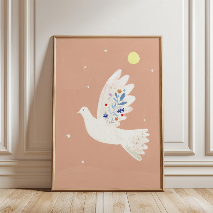 Peaceful Dove with Flowers