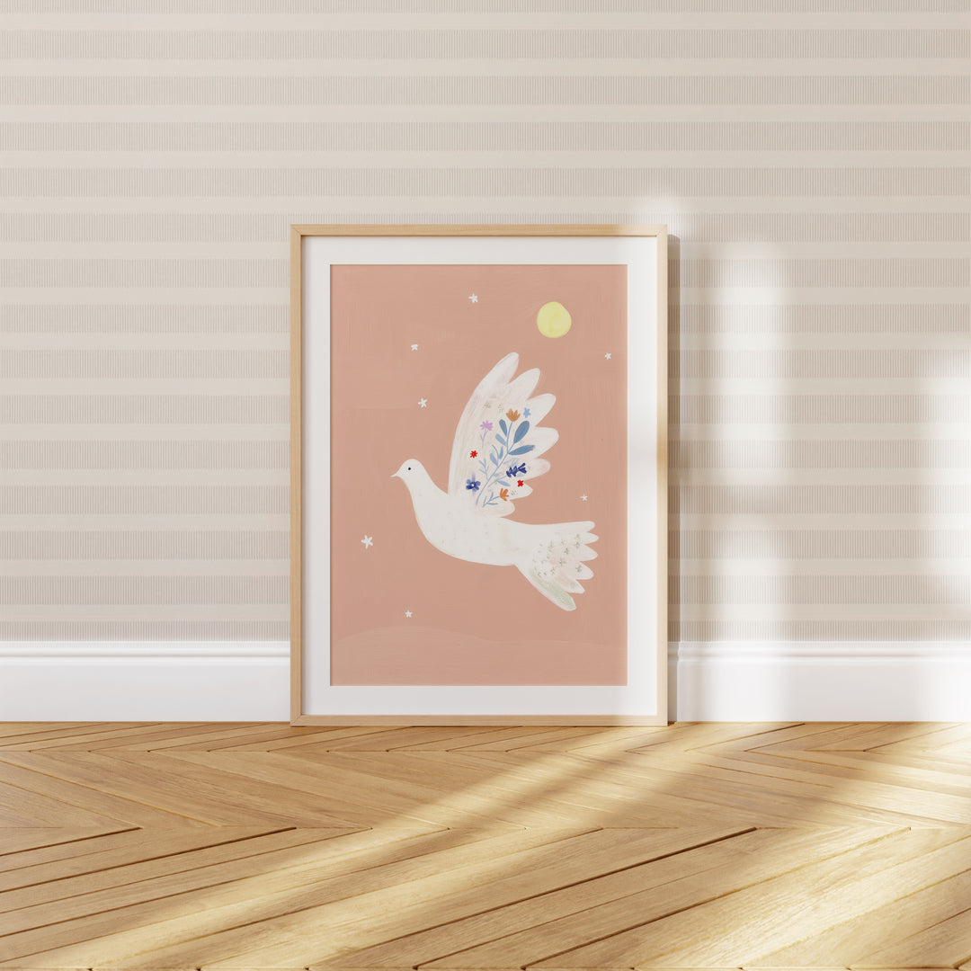 Peaceful Dove with Flowers