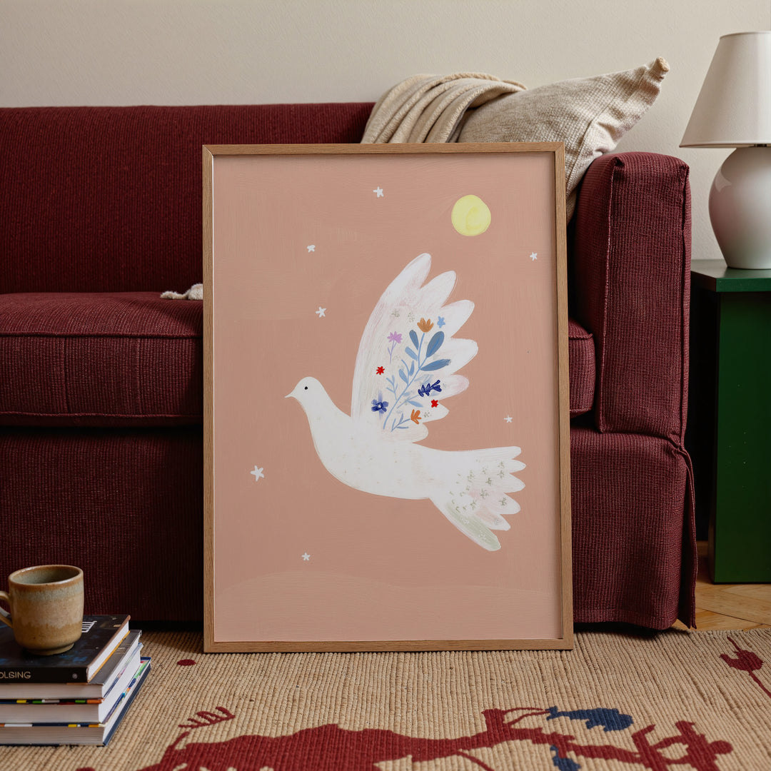 Peaceful Dove with Flowers