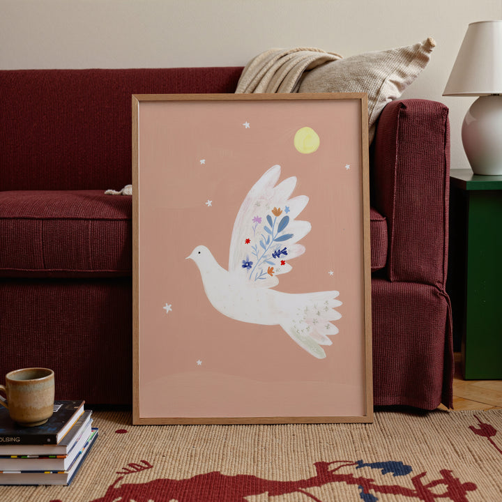 Peaceful Dove with Flowers