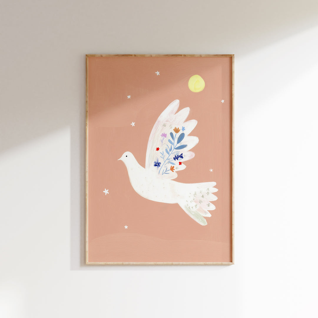 Peaceful Dove with Flowers