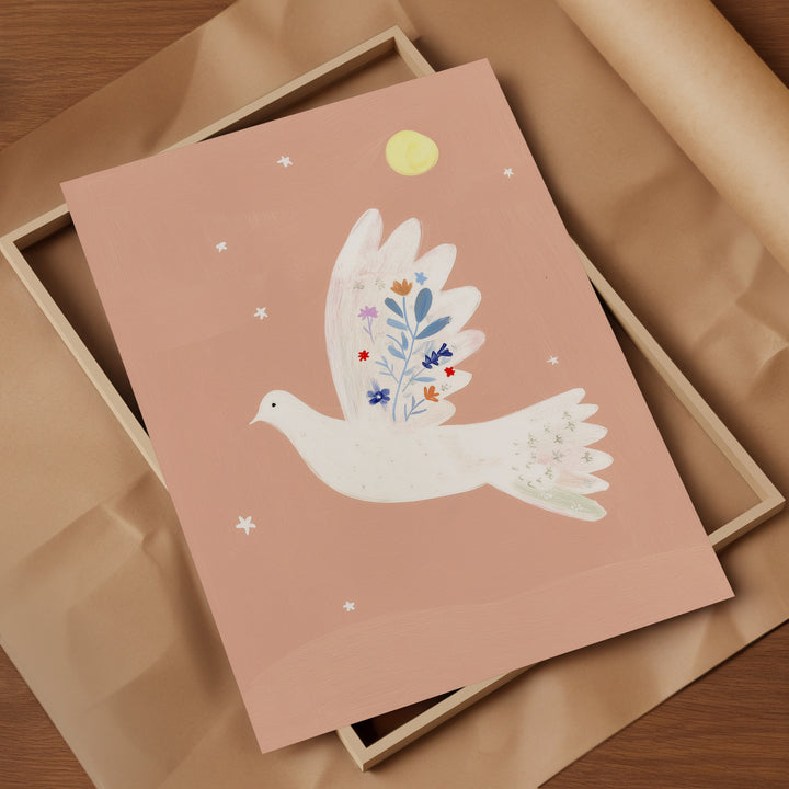 Peaceful Dove with Flowers