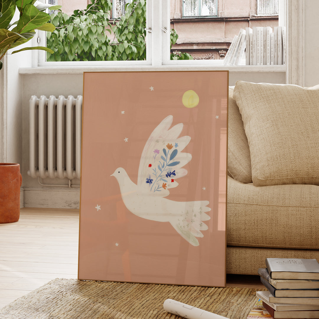 Peaceful Dove with Flowers