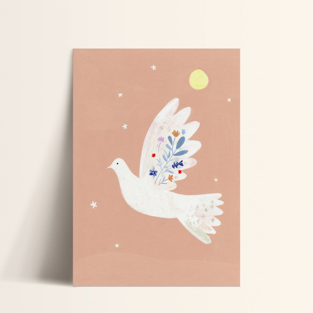Peaceful Dove with Flowers