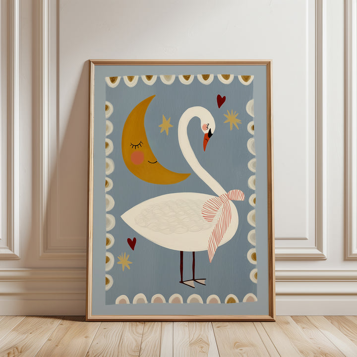 Swan and Moon Folk Art