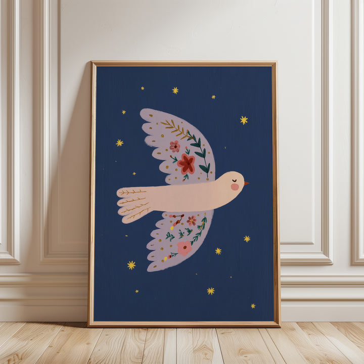 Floral Dove on Navy