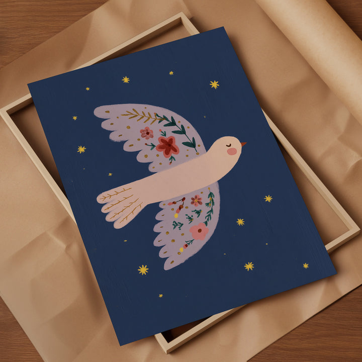Floral Dove on Navy