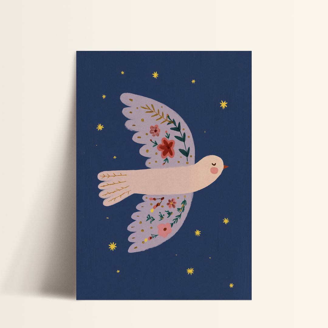 Floral Dove on Navy