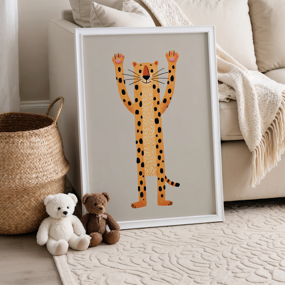 Cheerful Leopard Arms Up