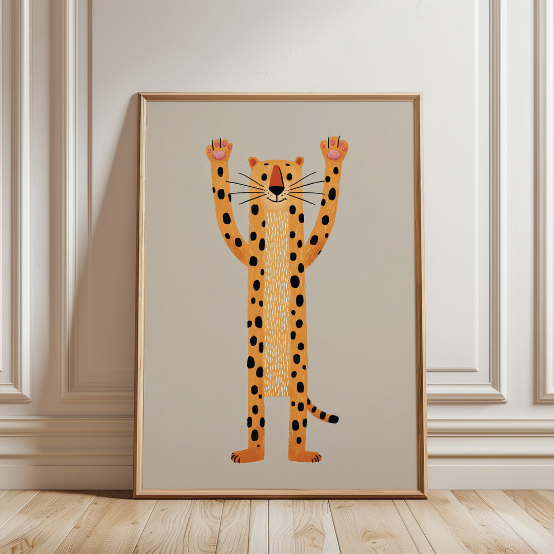 Cheerful Leopard Arms Up