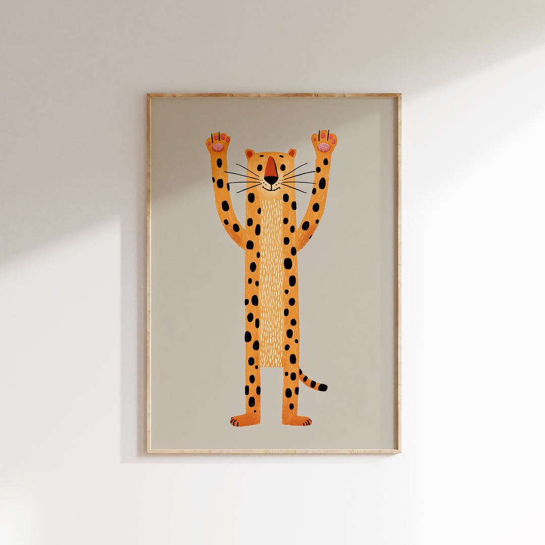 Cheerful Leopard Arms Up