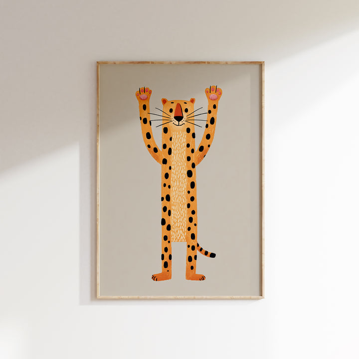 Cheerful Leopard Arms Up