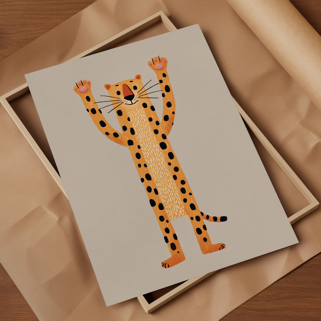 Cheerful Leopard Arms Up