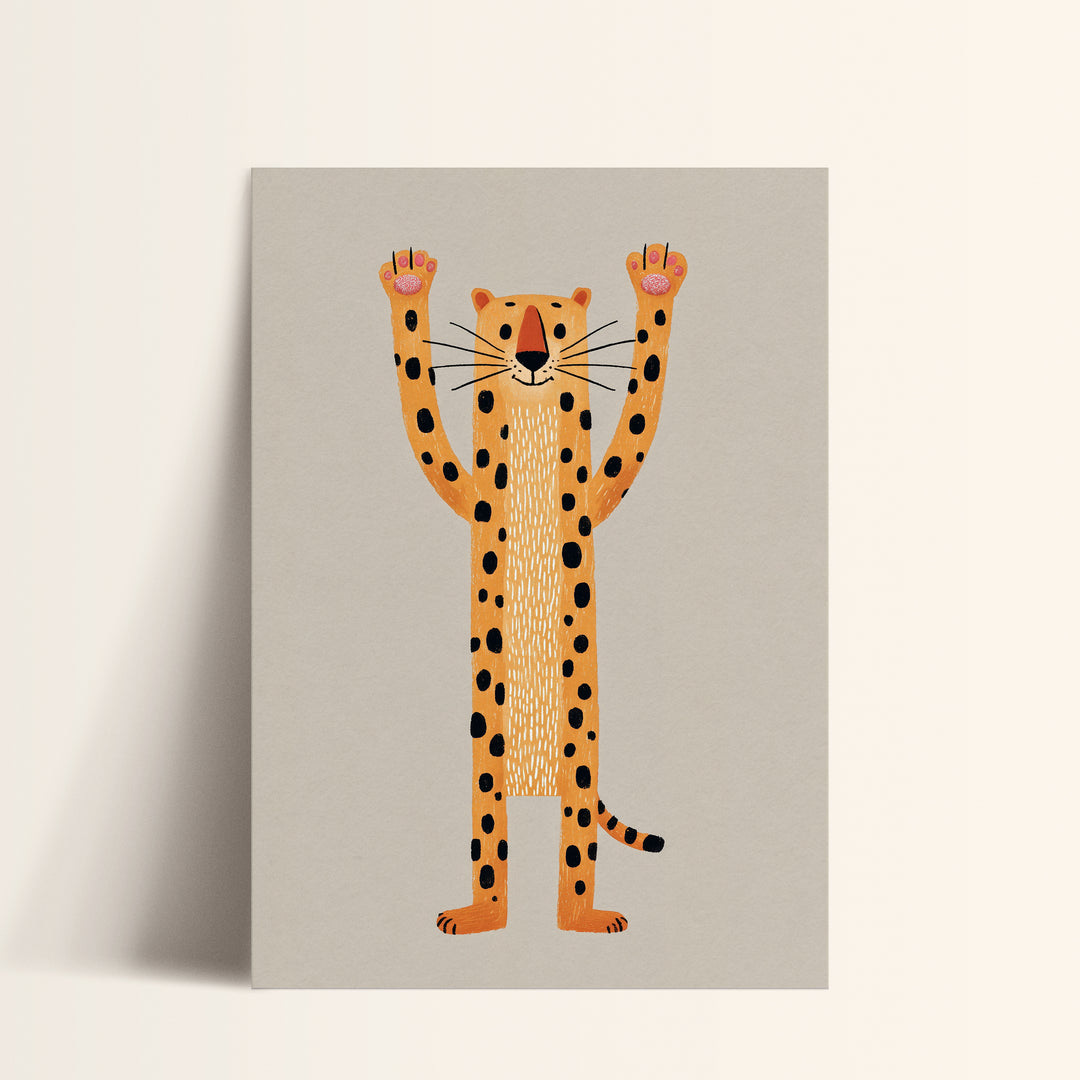 Cheerful Leopard Arms Up