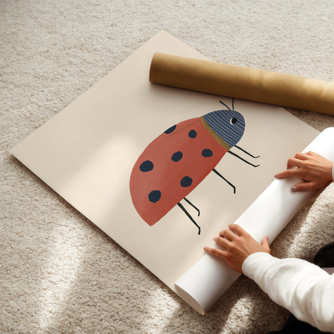 Ladybug Print | Cute Insect Nursery Wall Art for Nature Kids Room