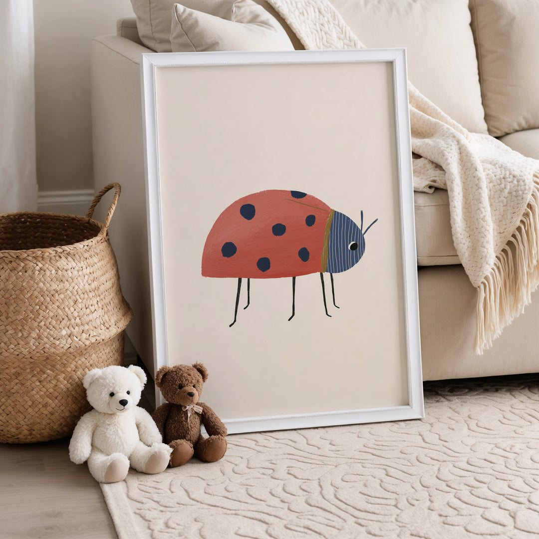Ladybug Print | Cute Insect Nursery Wall Art for Nature Kids Room