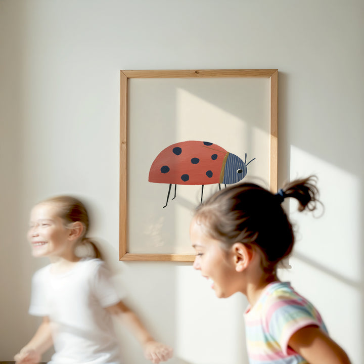 Ladybug Print | Cute Insect Nursery Wall Art for Nature Kids Room