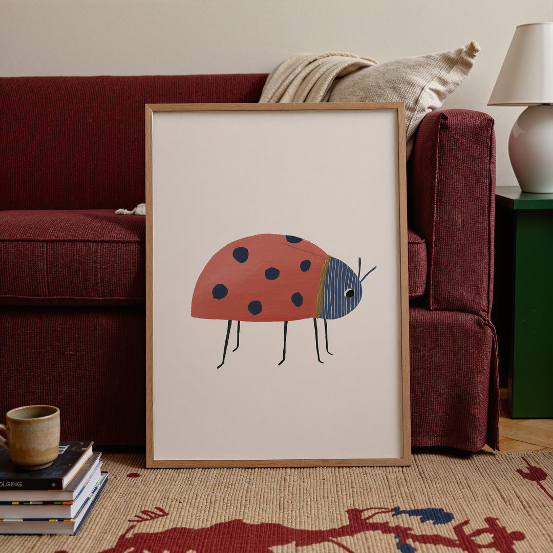Ladybug Print | Cute Insect Nursery Wall Art for Nature Kids Room