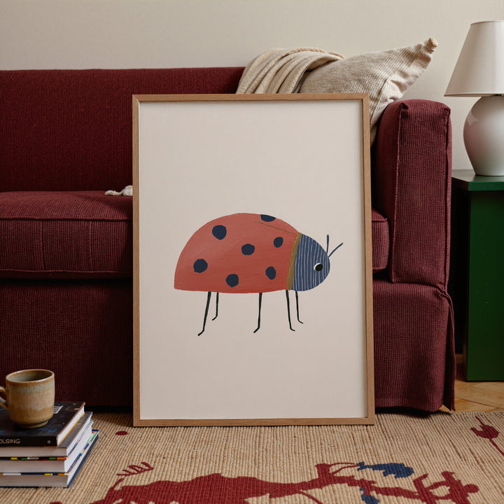Ladybug Print | Cute Insect Nursery Wall Art for Nature Kids Room