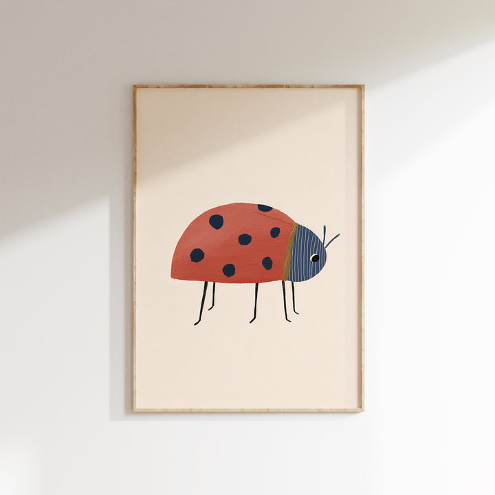 Ladybug Print | Cute Insect Nursery Wall Art for Nature Kids Room