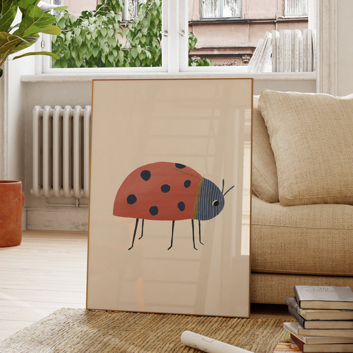 Ladybug Print | Cute Insect Nursery Wall Art for Nature Kids Room