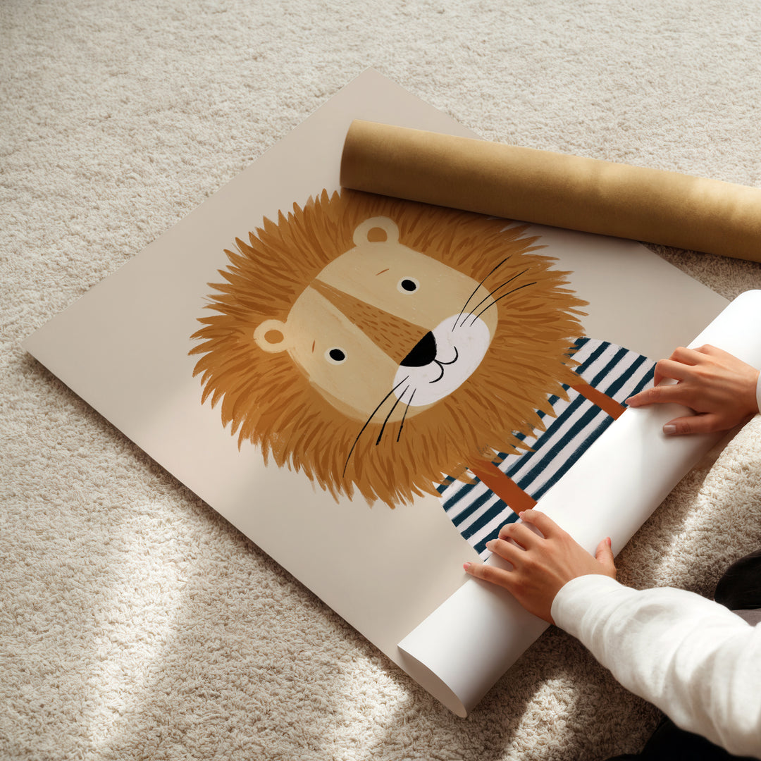 Lion in Striped Shirt