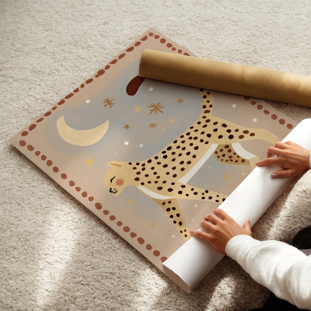 Celestial Leopard Folk Art