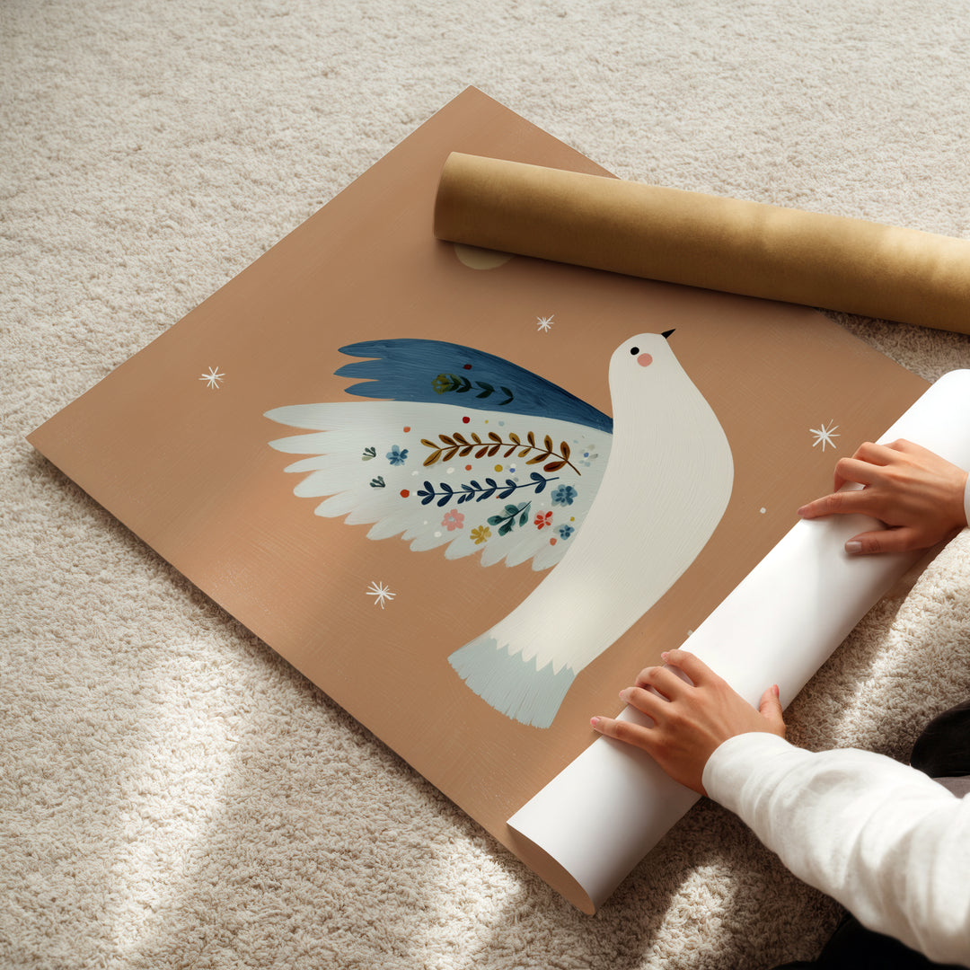 Botanical Dove on Terracotta