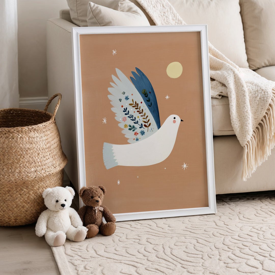 Botanical Dove on Terracotta