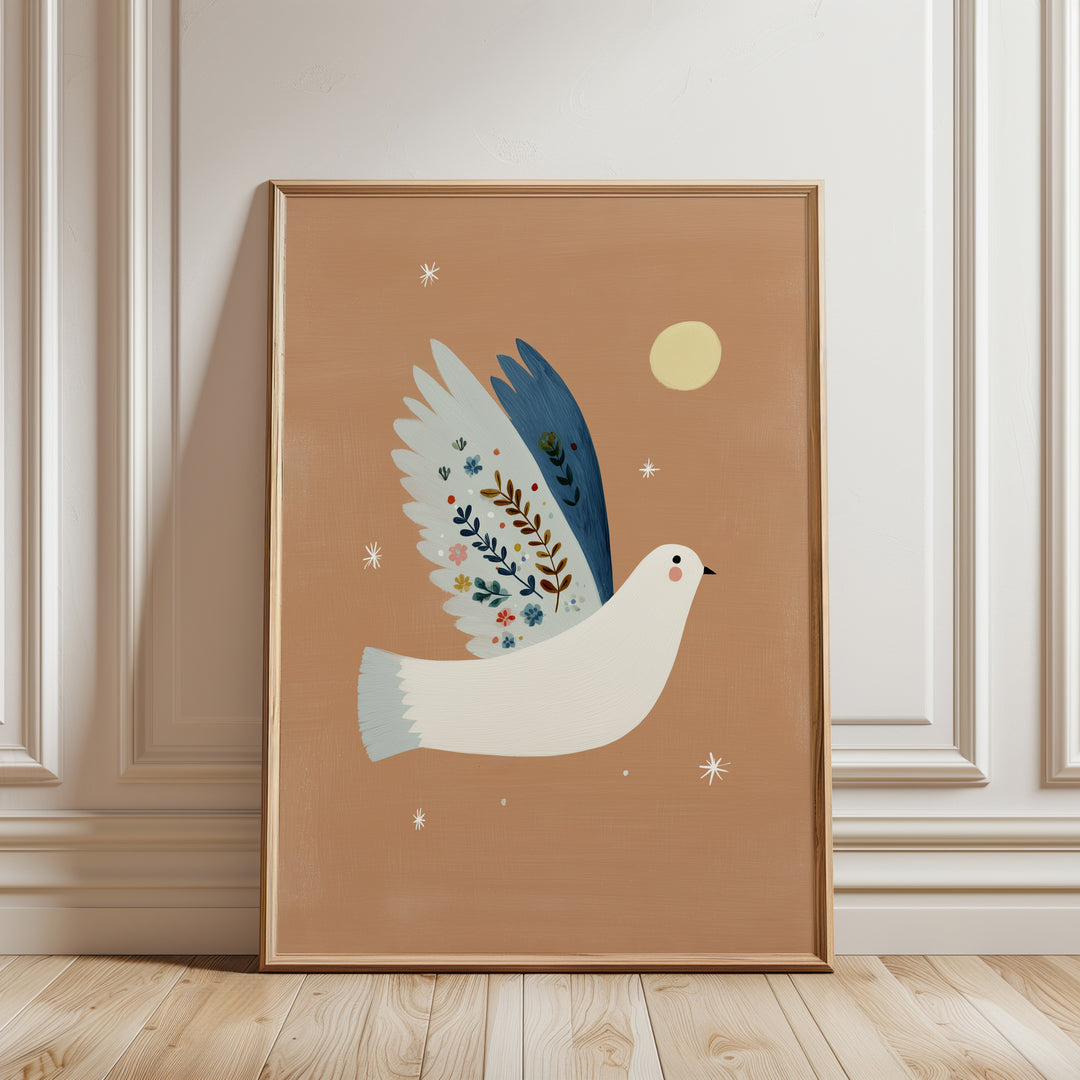 Botanical Dove on Terracotta