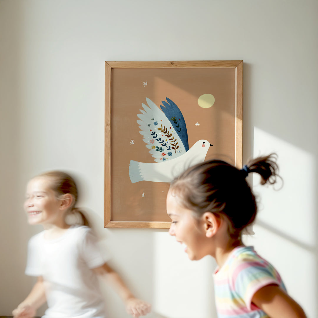 Botanical Dove on Terracotta