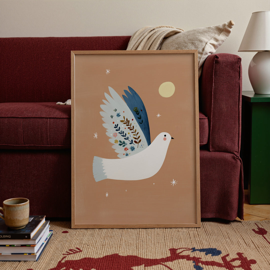 Botanical Dove on Terracotta