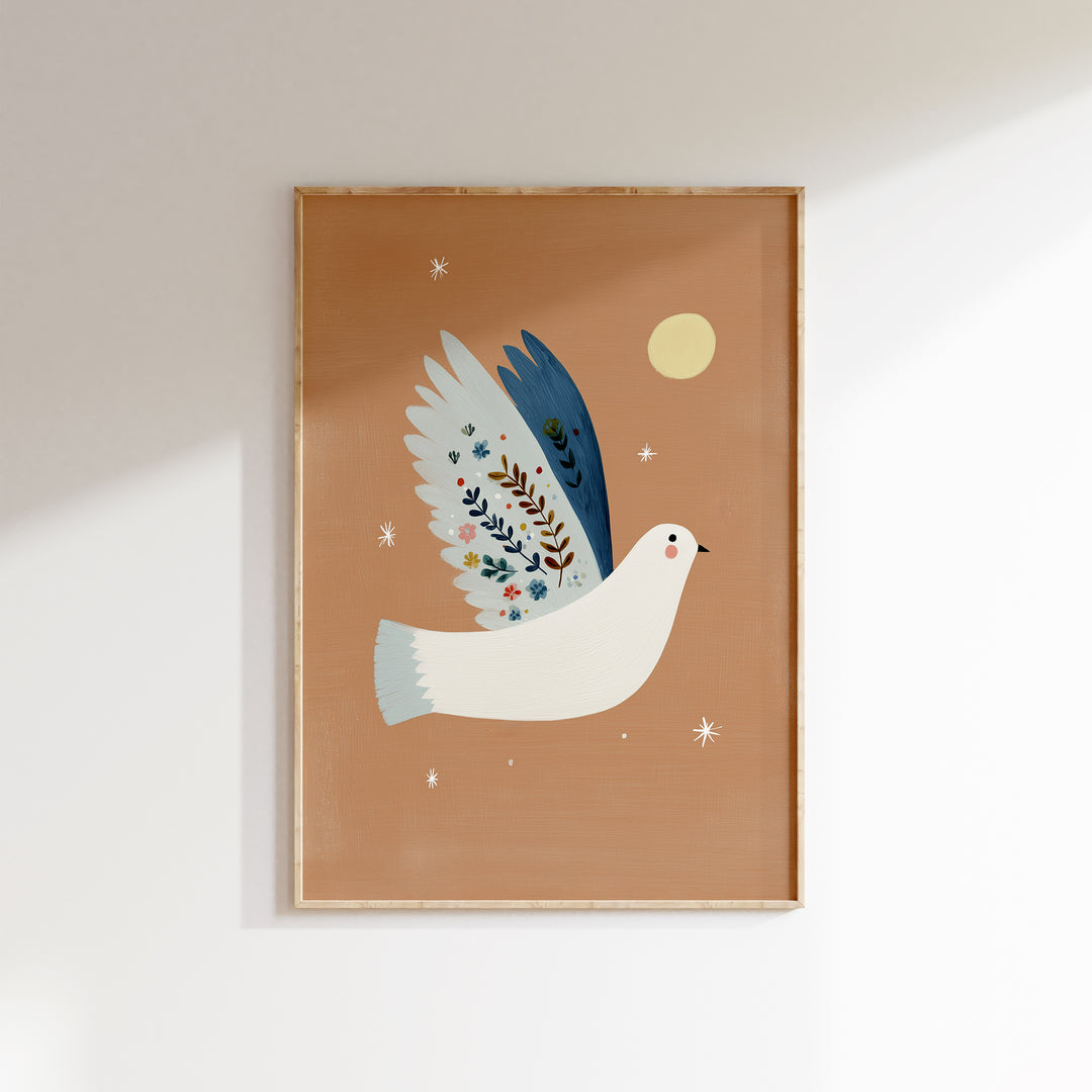 Botanical Dove on Terracotta