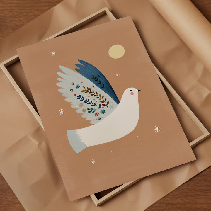 Botanical Dove on Terracotta