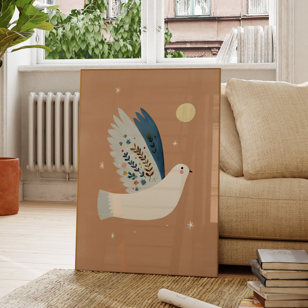 Botanical Dove on Terracotta