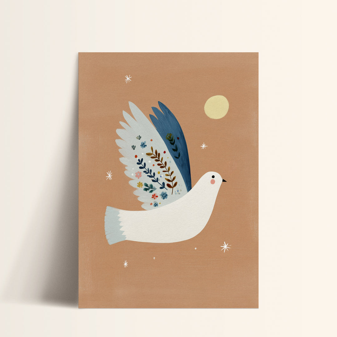 Botanical Dove on Terracotta