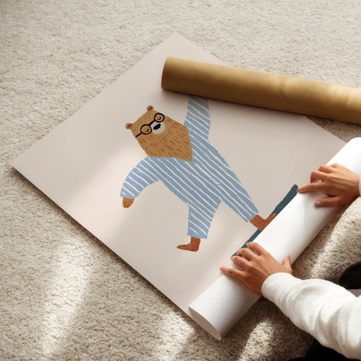 Skateboarding Bear in Pajamas