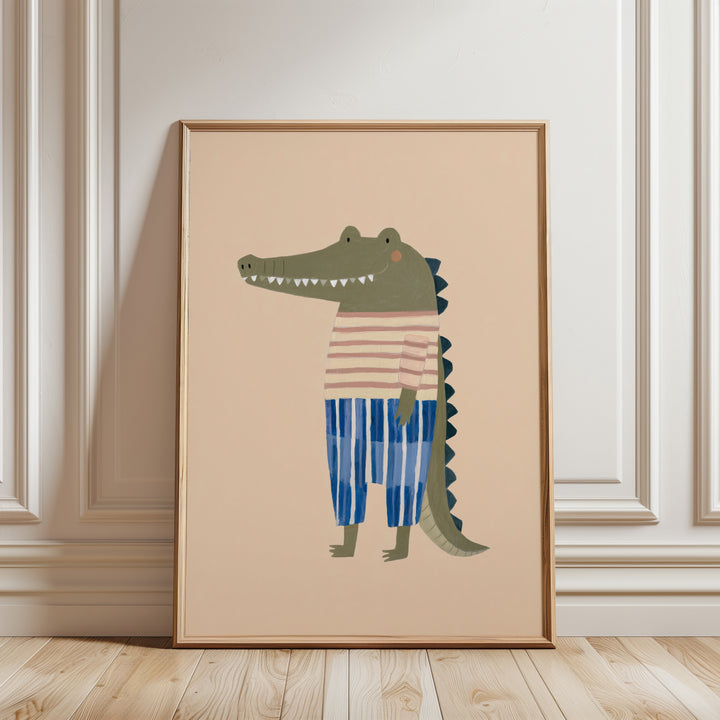 Crocodile in Stripes Print | Fun Safari Animal Nursery Wall Art