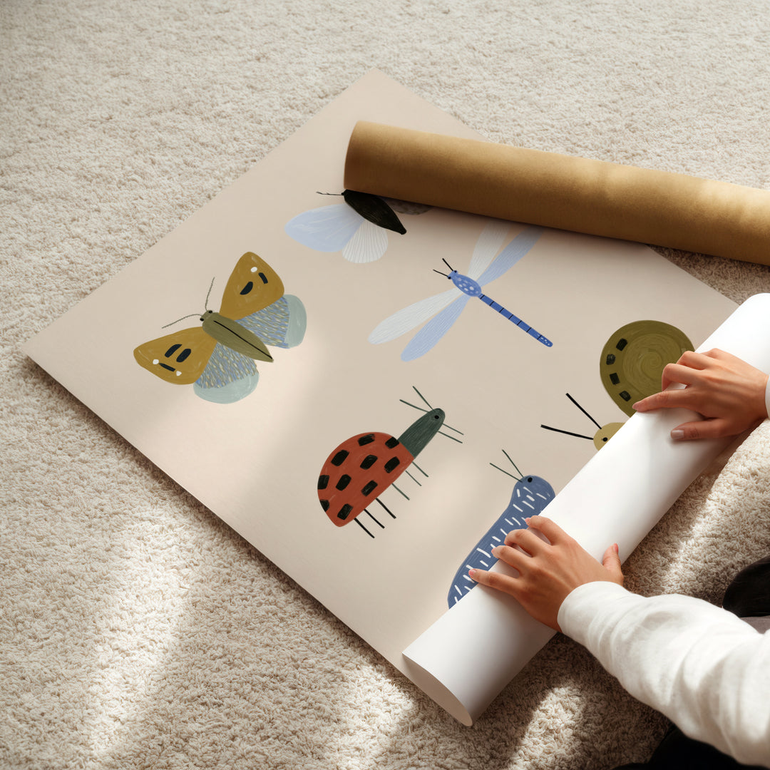 Garden Insects Print | Nature Bug Collection Nursery Wall Art