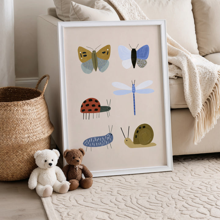 Garden Insects Print | Nature Bug Collection Nursery Wall Art