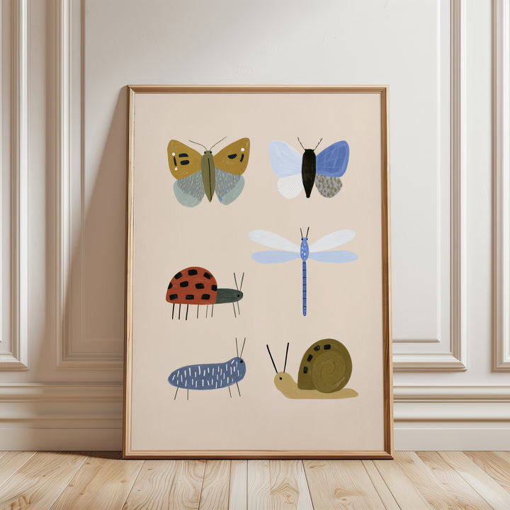 Garden Insects Print | Nature Bug Collection Nursery Wall Art