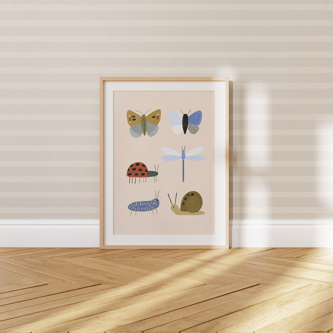 Garden Insects Print | Nature Bug Collection Nursery Wall Art