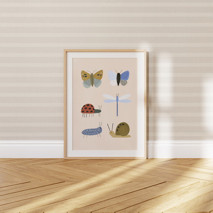 Garden Insects Print | Nature Bug Collection Nursery Wall Art