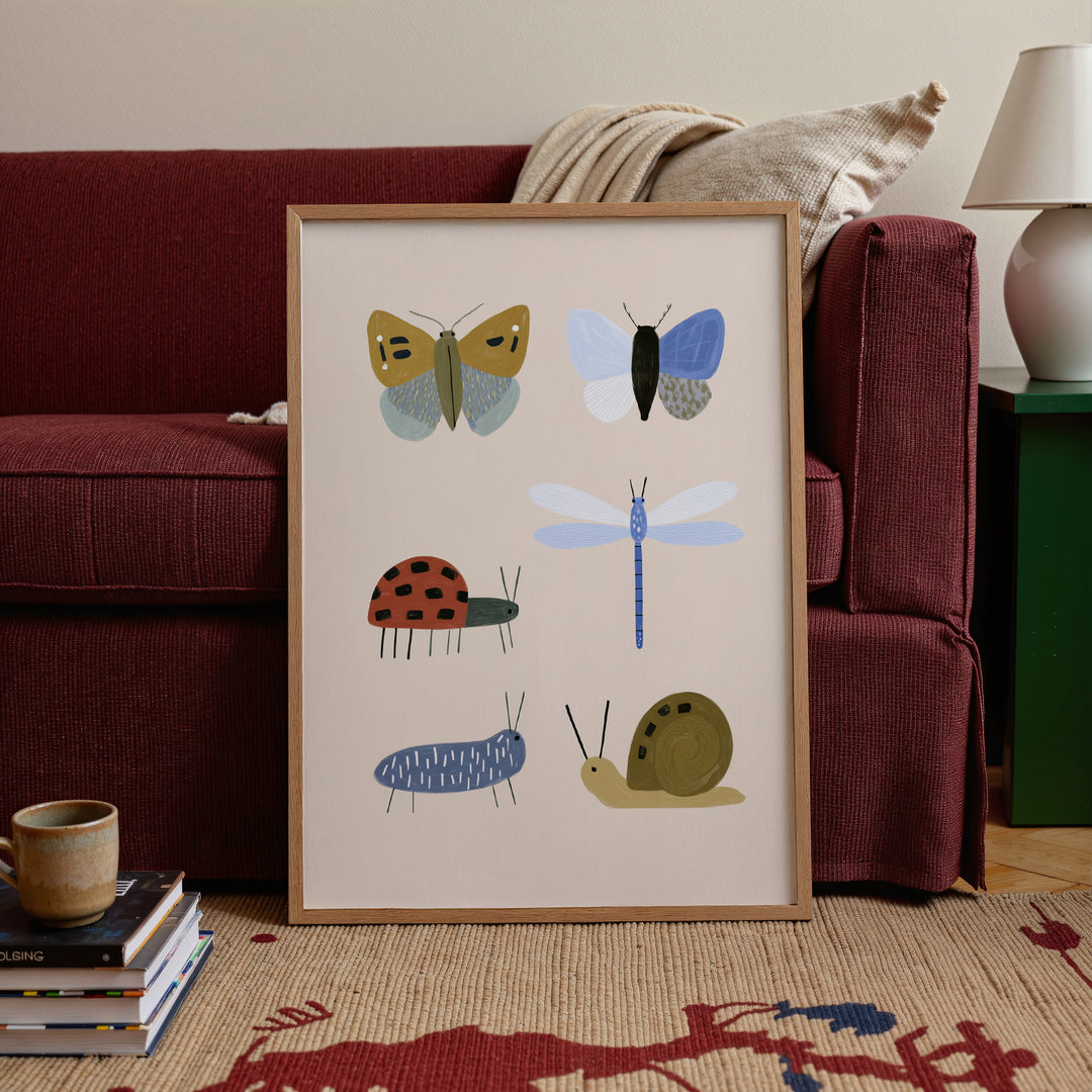 Garden Insects Print | Nature Bug Collection Nursery Wall Art