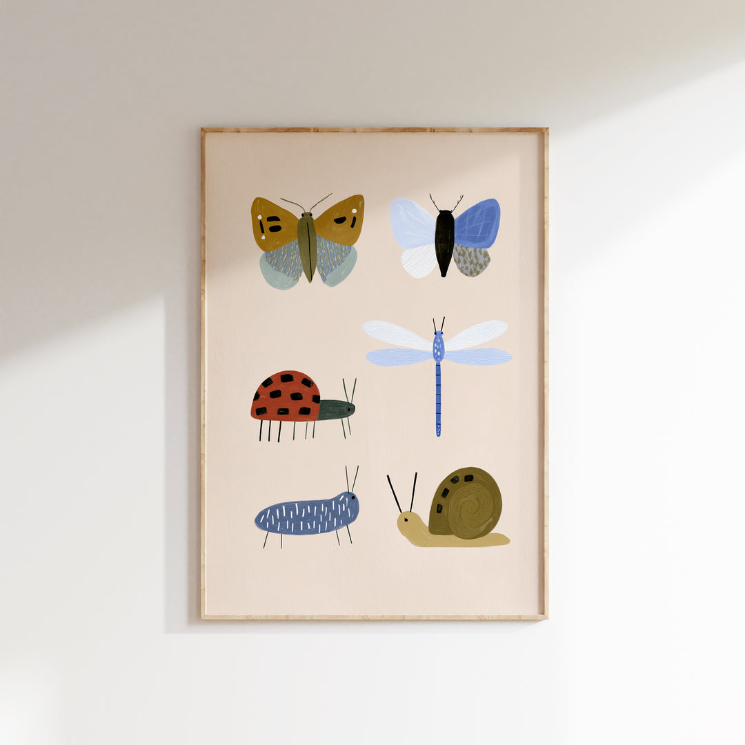 Garden Insects Print | Nature Bug Collection Nursery Wall Art